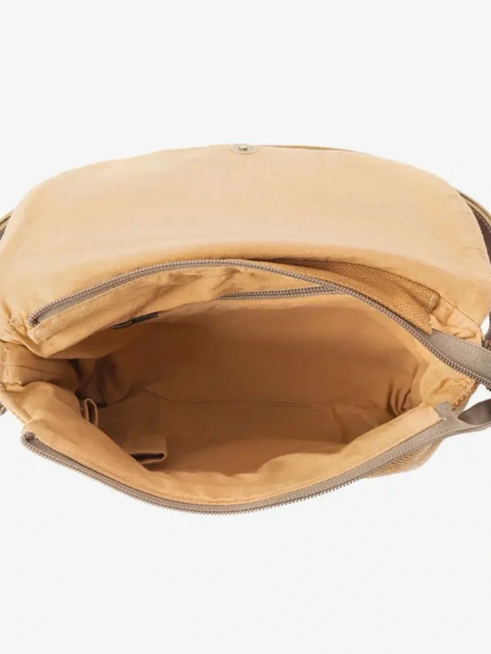 Myra Bag Tan and White Embroidered Crossbody